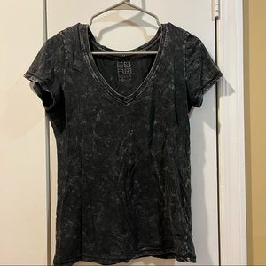 Distressed gray v neck tee